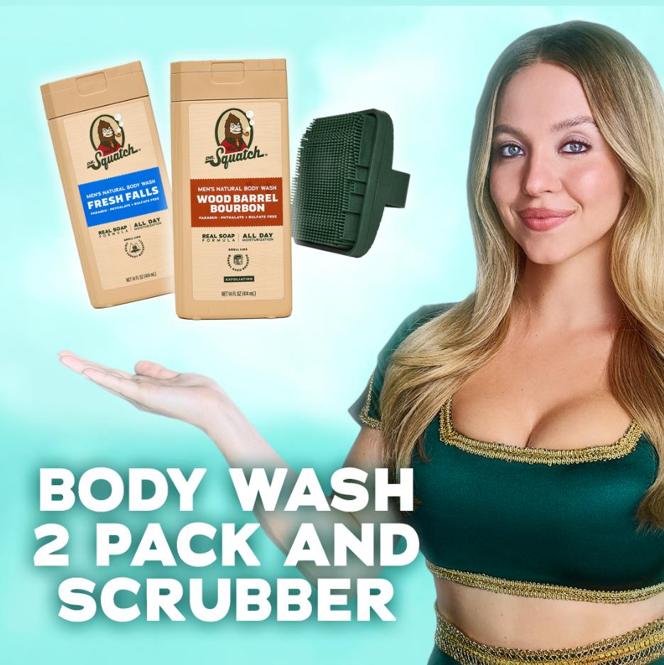 Natural Body Wash 2-Pack + Scrubber - Dr. Squatch | Mens Gifts | Gifts for Him