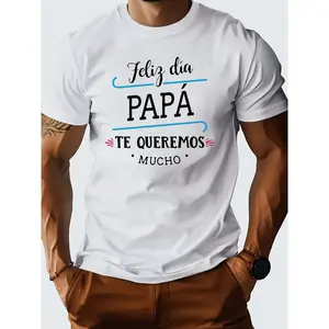 PAPA... Print, Men's Novel Graphic Design T-shirt, Casual Comfy Tees For Summer, Men's Clothing Tops For Daily Activities