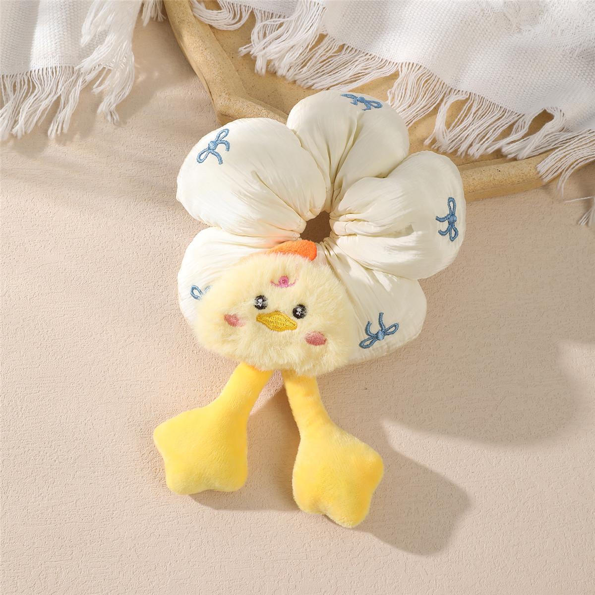 AWAYTR 1/2Pack Cute Cat and Chick Shapes Hair Scrunchies Cartoon Big Hair Ties for Women's,Elastic,Hair Scrunchies Set Rubber Bands Ponytail Holders Party Costume Hair Accessories