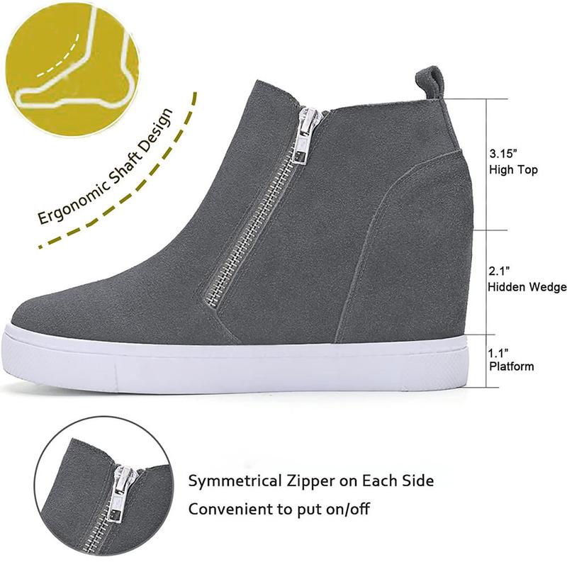 Athlefit Women's Wedge Sneakers Hidden Heel Platform Wedge Booties Hidden Wedgie Sneakers winter boots boots Shoes Footwear Girl Flatform