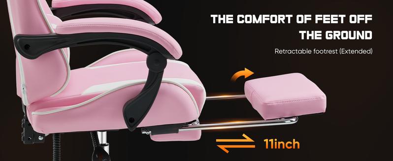 Furnest Indoor Furniture Chairs Game Desk Chair - Ergonomic Computer with Footrest and Comfy PU Leather Recliner with Headrest, Fixed Up Armrest, Height Adjustable with 360° Swivel Furnest Indoor Furniture Chairs Game Desk Chair - Ergonomic Computer with Footrest and Comfy PU Leather Recliner with Headrest, Fixed Up Armrest, Height Adjustable with 360° Swivel