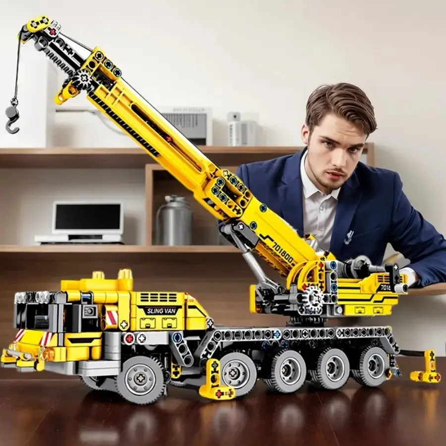 Fashionable 1008pcs City Series Engineering Vehicle Collectible Construction Set, Crane & Tow Truck Models, Perfect Gift for Collectors, Building Blocks Model, Building Block Assembly, Building Block Sets