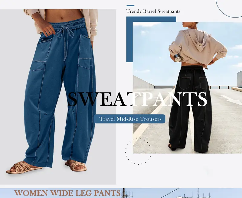 TANMING barrel-leg sweatpants front and back product presentation