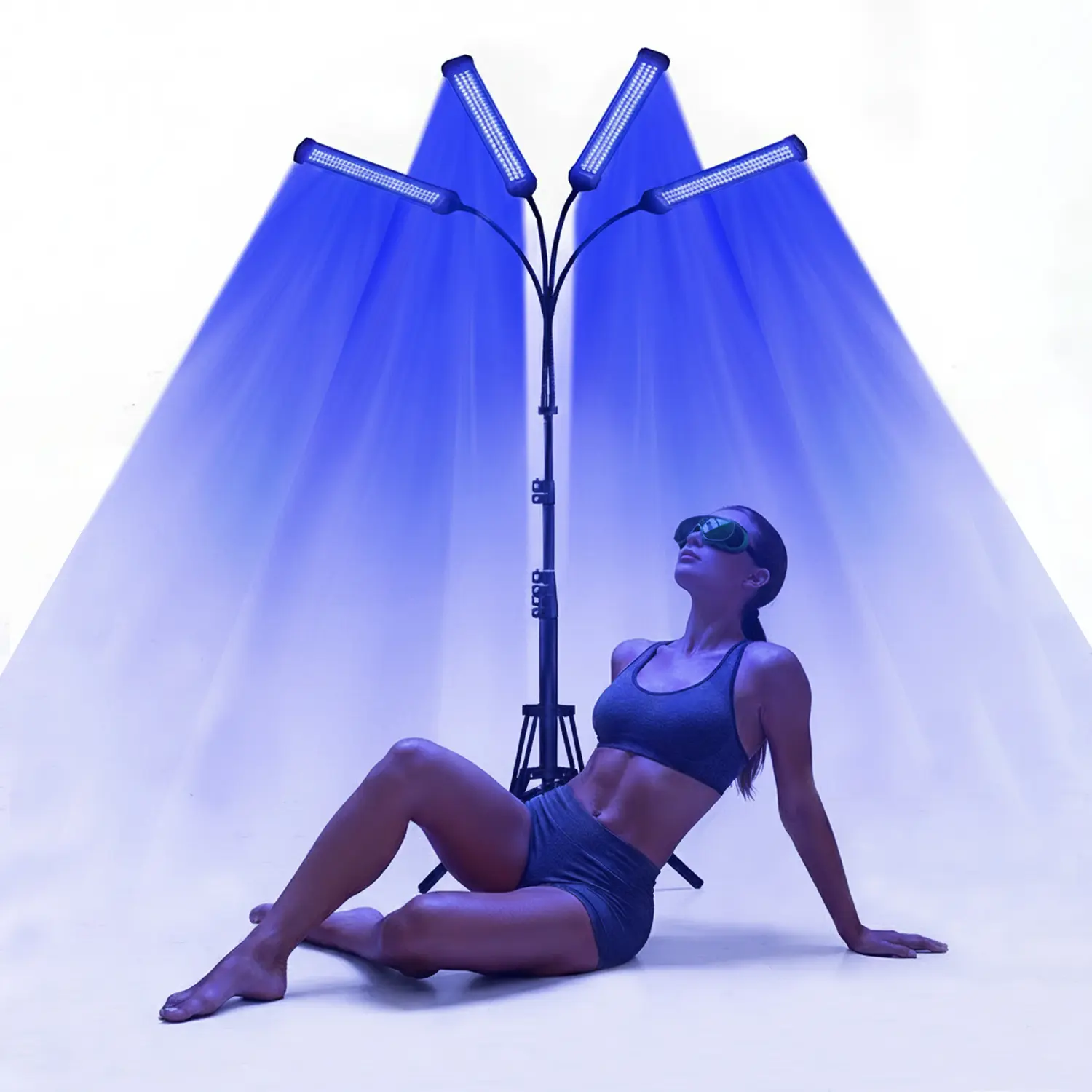 Jitesy 60W 460nm Sun Exposure Lamp Tanning Machine - Home Tanning Device with 432 LEDs, Compact Portable Foldable Adjustable Triangle Stand, Timer Control, for Face & Body, Ideal Gift for Lovers, 30-Day Unconditional Refund Policy, 24/7 Customer Service