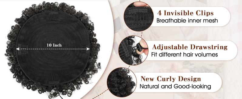 Afro Puff Drawsting Ponytail Burgundy 8 Inch Synthetic Hair Puff Durable Natural Soft and Smooth Natural Ponytails Extensions for Black Women