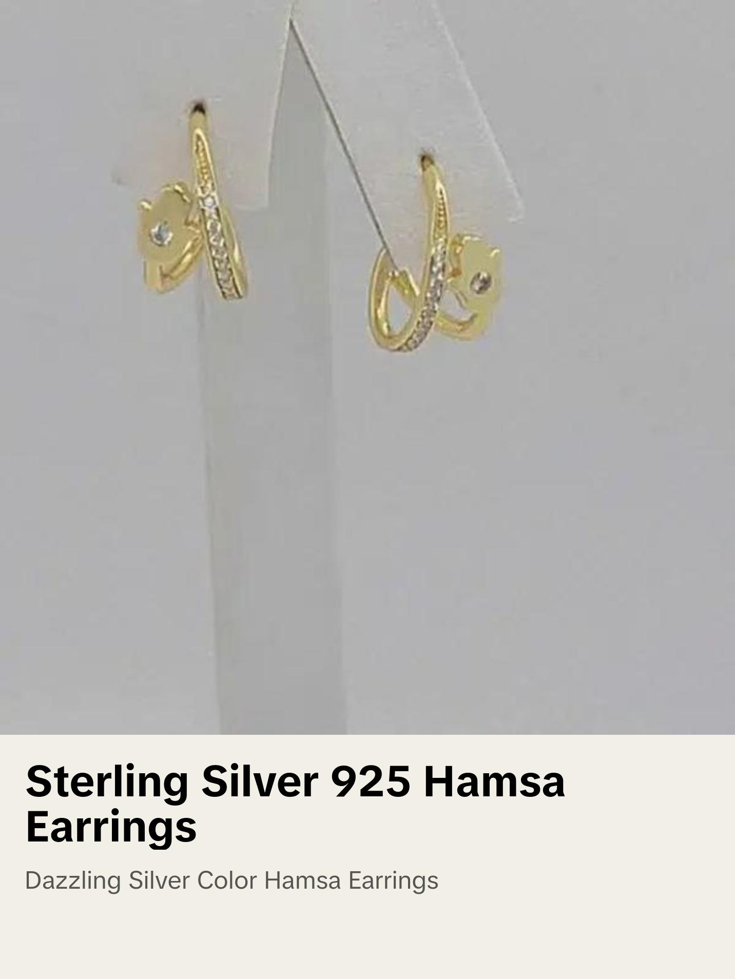 Brand New Sterling Silver 925 Hamsa Earrings