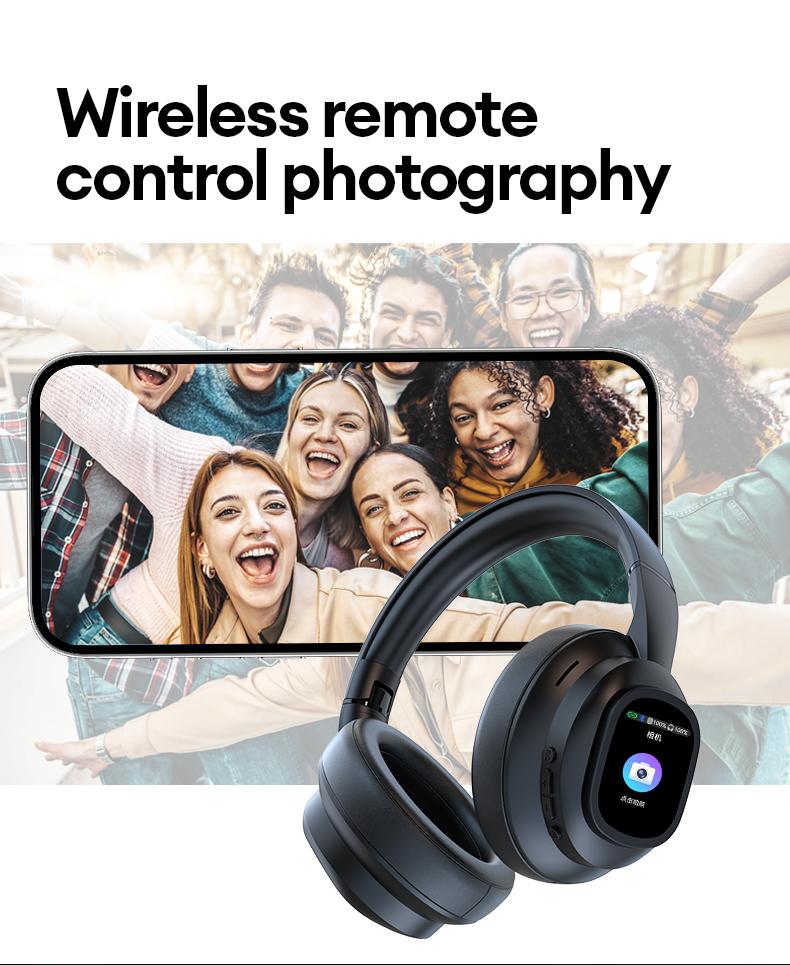 MGALL X1 Pro Wireless Bluetooth 6.0 Headphones with Detachable Full Color LCD Touch Screen, Support Customizable Screen Wallpaper, Audio Headset for Music & Phone Calls