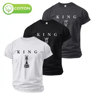 Men's fashionable casual short-sleeved crew neck T-shirts (3-piece set), featuring a chess pattern print, made of comfortable cotton fabric, men's summer sportswear, suitable for outdoor sports, versatile for commuting.