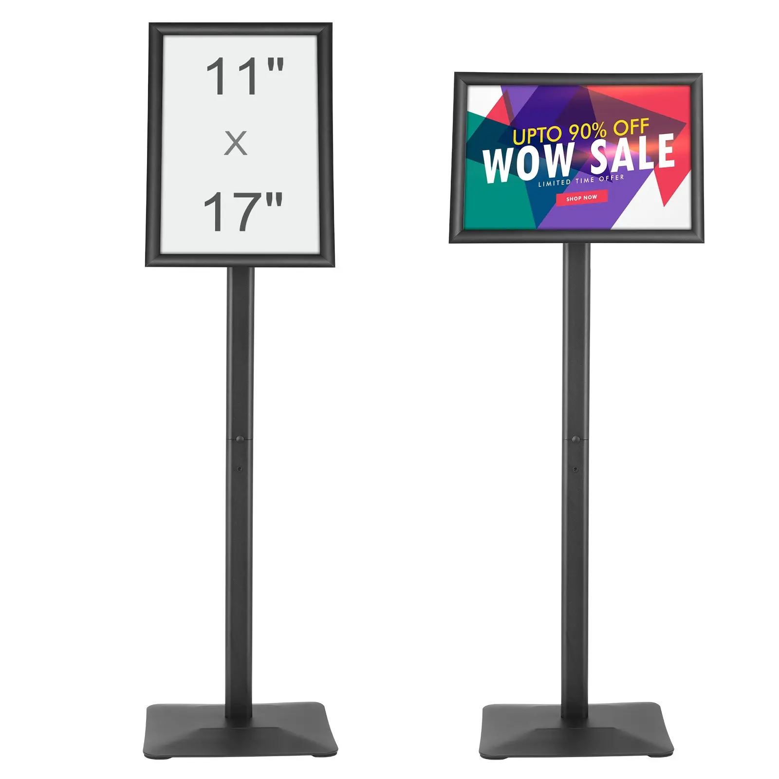 【Summerfinds】 VEVOR 11x17 Inch Aluminum Pedestal Sign Holder, Angle-Adjust Front-Open Vertical/Horizontal Poster Stand, Heavy-Duty Waterproof Floor-Standing Holder with Metal Base for Retail Stores (Durability Focused)