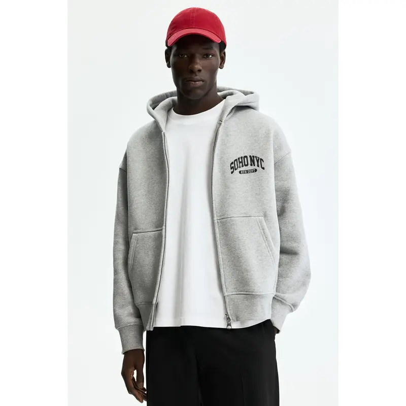 H&M Oversized Fit Printed zip-through hoodie