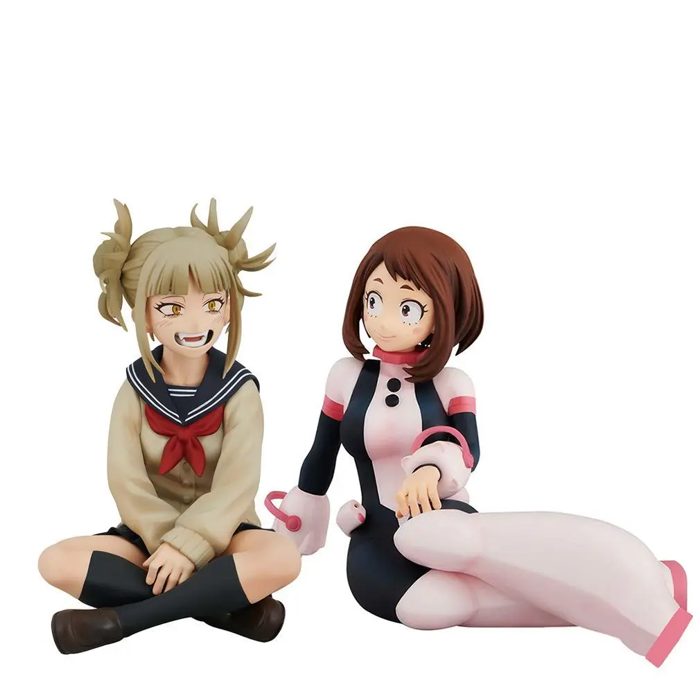 MHA Anime Figures, Uraraka Ochako & Toga Himiko Sitting PVC Statues with PVC Craftsmanship, 10cm Character Detail Collectibles for Home Decor Gift