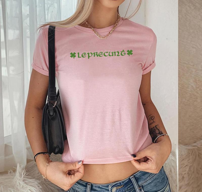 Leprecunt Y2K Baby Tee St. Patrick's Day Irish Baby Tee, Funny St. Pattys Baby Leprechaun Baby Tee Tequila Baby Tee