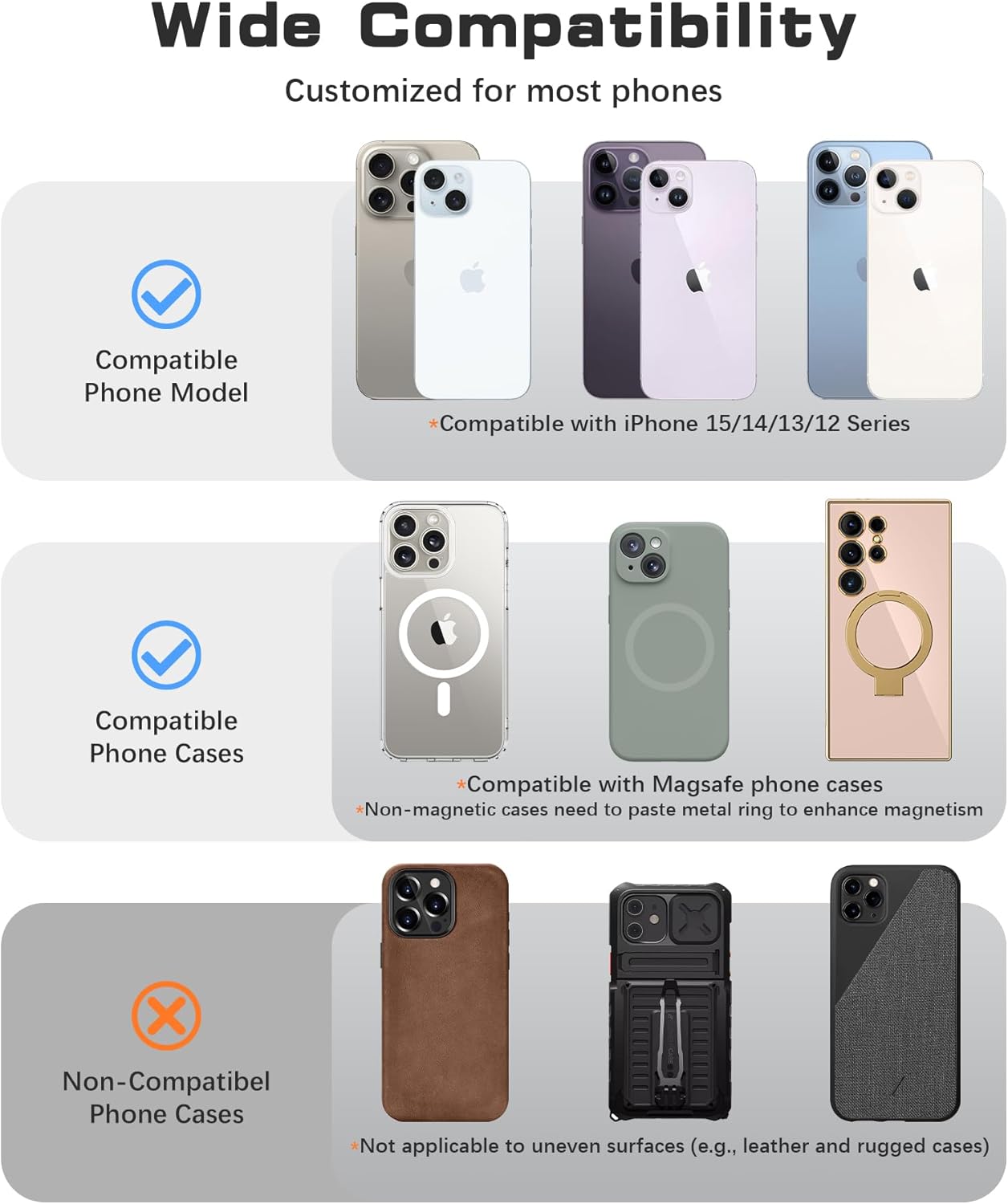 Magnetic Phone Grip Detachable Phone Holder, Silicone Soft MagSafe Loop Grips Accessories Smartphone Mount Cellphone Stand