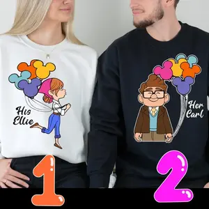 His Carl Her Ellie Sweatshirts, Carl And Ellie Sweatshirts, Up Couple Sweatshirts,Valentine's Day Couple Gift Shirt, Honeymoon Tee, His and Hers, Mr and Mrs