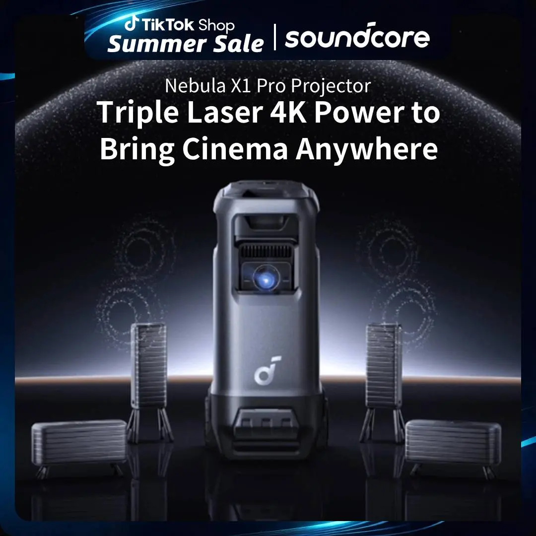 Nebula X1 Pro Triple Laser 4K Home & Outdoor Cinema Projector, 3500 ANSI Lumens Mobile Theater, 7.1.4 Spatial Sound, Official Dolby Atmos, Optical Zoom, 56000:1 Contrast, Intelligent Setup #tiktokshopsummersale,back to school,back to school haul