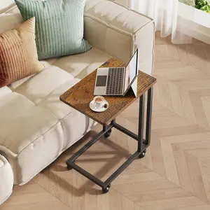 C Tables Counch That Slide Under Bed Side Table Tray Sofa Portable with Wheels,Sofa Table with Metal Frame for Living Room, Bedroom, Bedside