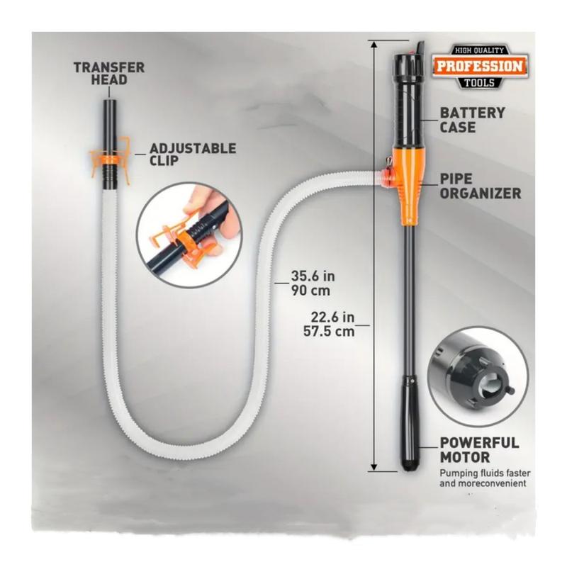 Portable Transfer Pump Battery Operated Electric Siphon Pump for Gas, Fuel, Diesel, Water Transfer 2.6 GPM Flow Oil Extractor -Easy to Use Hand Fuel Pump, Multi-Use Siphon Fuel Transfer Pump (Orange)