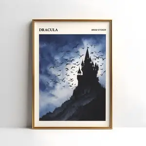 Dracula Vampire Castle Digital Print - Bram Stoker Gothic Wall Decor - Classic Horror Novel Artwork - Dark Academia Aesthetic Poster