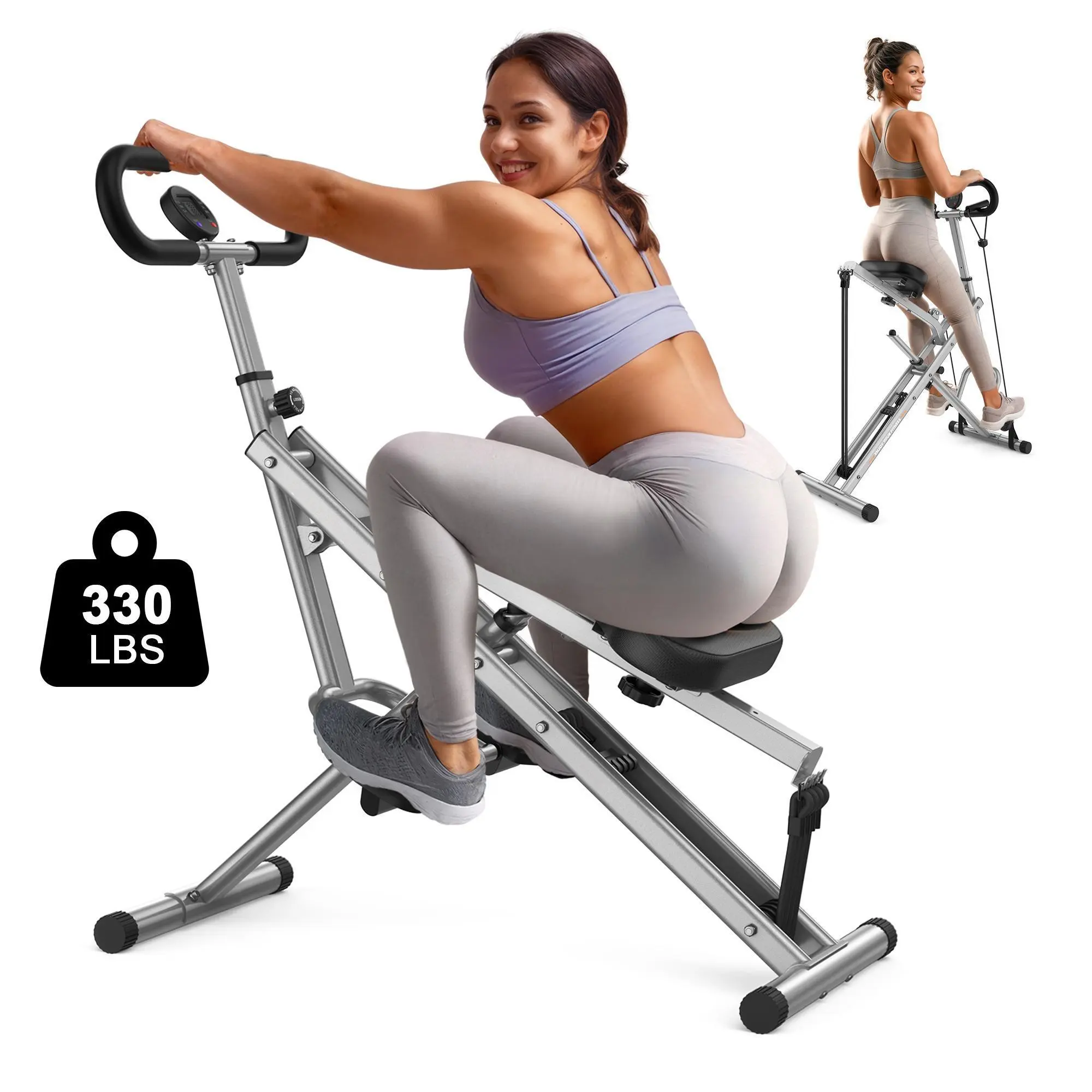 FED Fitness Sportsroyals Series DQ1 Deep Squat Machine, 330lbs Foldable Core Exercise Machine, Adjustable 4 Resistance Bands, Ride & Rowing Machine for Glutes, Thighs, Ab Back/Leg Press Hip Thrust