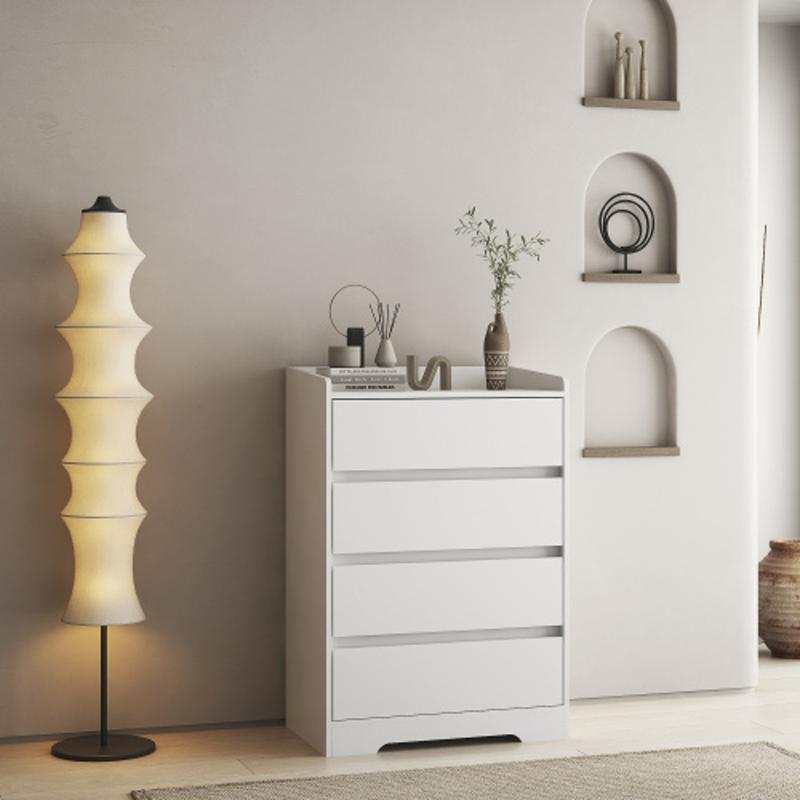 4 Drawer Dresser, White Dresser Modern Storage Chest of Drawers 25.69L x 15.7W x 38.38H in, White Dresser Storage Cabinet with 4 Drawers for Home Office