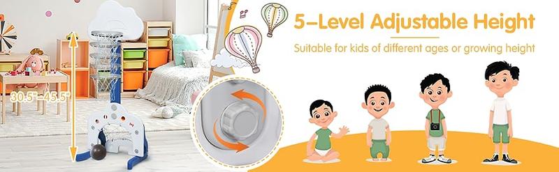 【Black Friday】Costzon Kids Basketball Hoop, Child Sports Activity Center w/ Adjustable Height Levels, Basketball Frame, for Indoor Outdoor