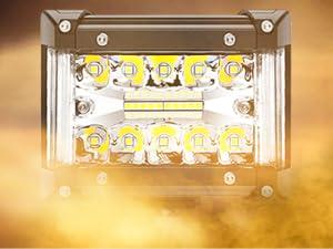 Nilight Side Shooter LED Light Bar 2PCS 4.3 Inch Triple Row Spot Flood Combo Lights Led Work Light with Wiring Harness Kit for Off Road Fog Light Driving Light on Truck SUV ATV UTV