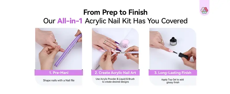 SAVILAND Essentials Acrylic Nail Kit – All-in-1 Set with Lamp EMA Monomer Gel Polish Nail Drill Cuticle Remover for Home DIY Starters