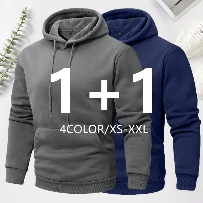 Men's Spring & Autumn Thin Long-Sleeve Hoodie Casual Fashion Pocket Design Hooded Sweatshirt Lightweight Jacket with Zipper Pocket Drawstring Hood Autumn Clothing Solid Color
