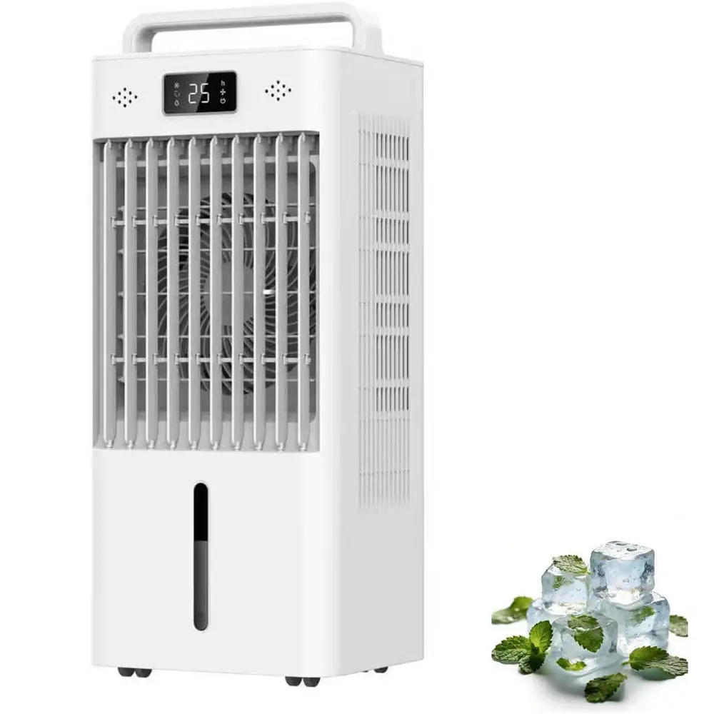 10L Portable Evaporative Air Cooler – 3-Speed Wetland Cooler Tower Fan with Remote, Quiet Windowless AC Unit, 2.6 Gal Water Tank, 12H Timer, 45W Energy Efficient, for Bedroom, Office, RV