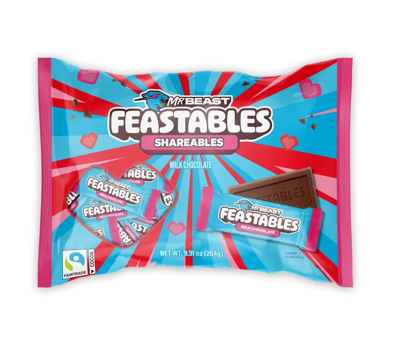 Feastables by MrBeast Valentine’s Milk Chocolate Candy, 22-Count Shareable Chocolate for Gifting & Sharing