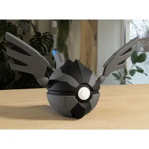 Zekrom-Inspired 3D Printed Poké Ball – Legendary Electric-Type Display Collectible