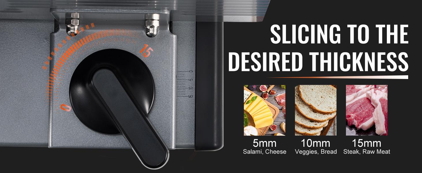 VEVOR Meat Slicer, TikTokShopBlackFriday, 200W Electric Deli Slicer, with Two 7.5" Stainless Steel Removable Blade, 0-15mm Adjustable Thickness for Home Use, Food Slicer Machine for Meat Cheese Bread
