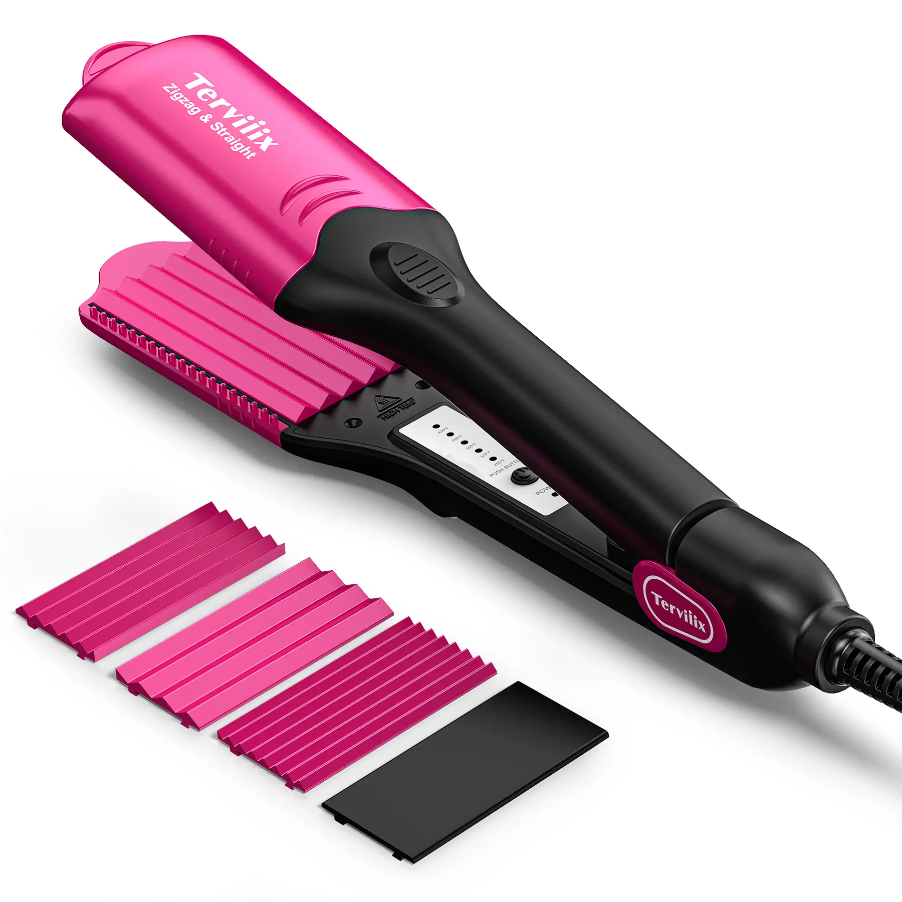 Terviiix Crimper Hair Iron with 4 Interchangeable Plates, Pink