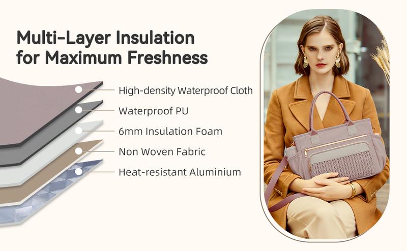 HSHRISH PT61 Insulated Tote with Lunch Bag  & Lunch Box for Women LeakProof Tote Bag with Adjustable Straps & Side Pockets Reusable Cooler for Work Picnic