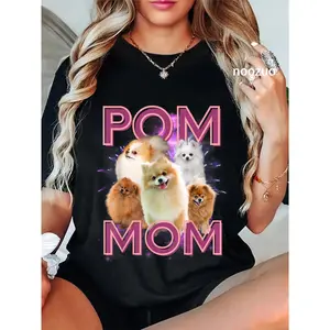 100% Cotton Pom Mom Pomeranian Dog Retro Bootleg T-Shirt