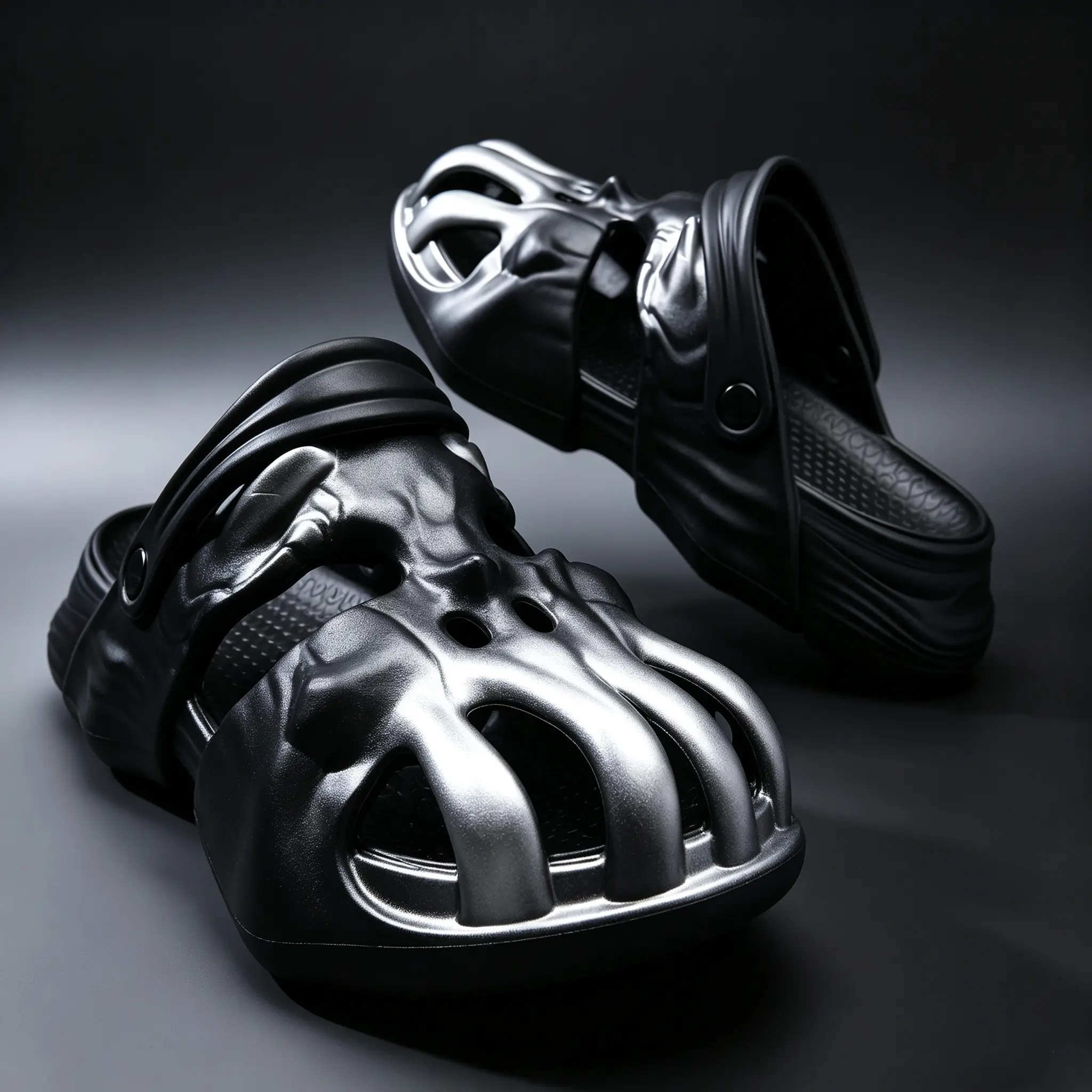 Skull Clogs for Men Women, 2 in 1 Convertible Straps Hollow Out Skeleton Sandals, EVA Non Slip Platform Slides, Gothic Weird Fashion Closed Toe Beach Slippers Boy Flatform Flipflop Footwear Shoe Walking Shoes Flatform Walking Shoes Flipflop