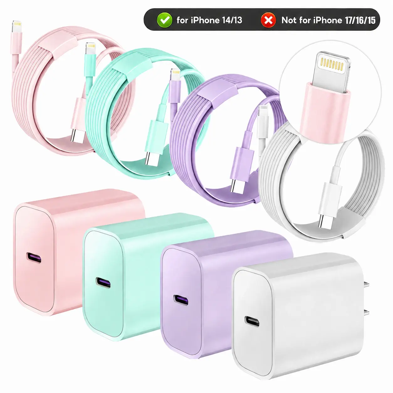 IPhone 14 Fast Charger, PD20W USB-C Power Delivery Charger [MFi Certified], includes 10ft Type C to Lightning Braided Data Cable, Quick Charge Adapter, Compatible with iPhone 14/13/12/11/XS/XR/SE Wall Charger kit Cellphone Electronic