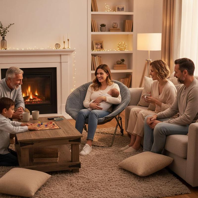 Moon Chair-Cloud-Soft Waffle Flannel Foldable Lazy Seat 300lbs Sturdy Steel Frame Triangular Structure Floor Friendly No Scratches Ideal for Dorms Small Apartments