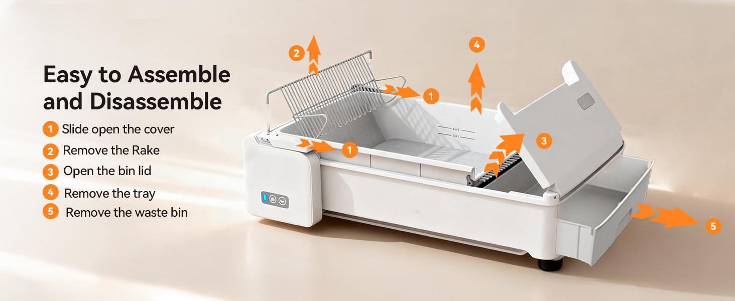 Meowant SC03 Self Cleaning Litter Box, Automatic Litter Box with App Control, Open Top Cat Litterbox for Multiple Cats, Works with Clumping Litter, Anti Pinch Safety Feature, Dual Rake, Odor Control