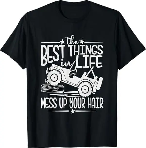 Men's Vintage Jeep Graphic T-Shirt, Retro Offroad Design Short Sleeve Cotton Tee for Car Lovers and Outdoor Adventure, Classic, Shortsleeve, Tops, Graphic Print, Retro Look