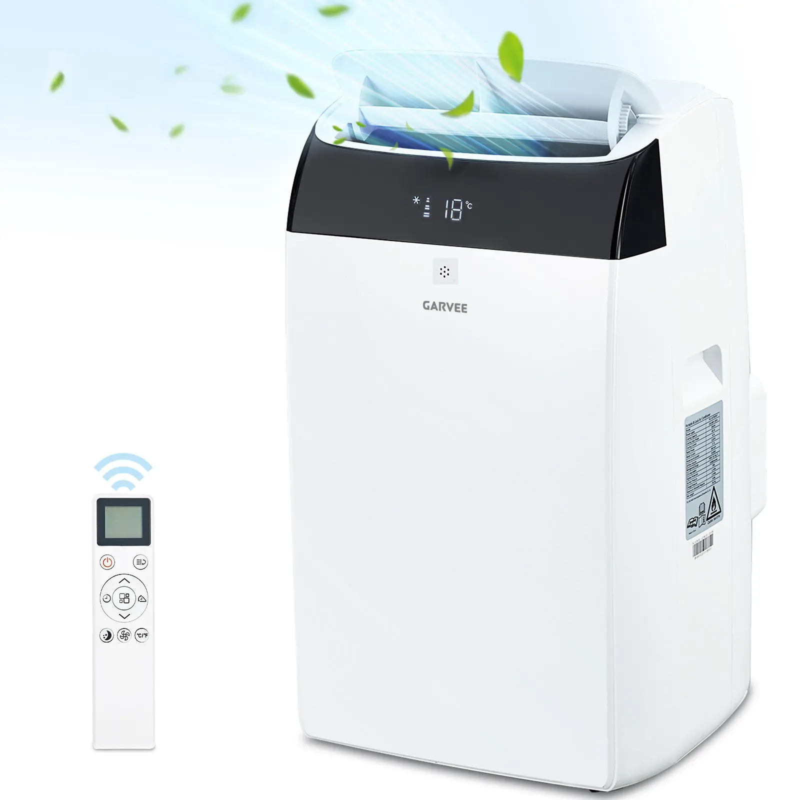 Garvee 14K/10K/8K BTU Fast & Quiet Cooling Portable Air Conditioner, 4‑in‑1 AC Unit with Dehumidifier & Fan, LED/LCD Display, Remote Control, 24H Timer, 4‑Way Swing, 360° Wheels & Window Kit for Bedroom Office Home
