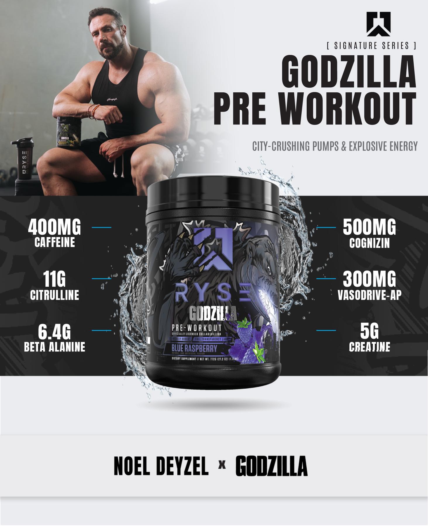 RYSE Godzilla Pre Workout Powder - Noel Deyzel Signature - 400mg Caffeine, High-Stim Energy Supplement with Beta Alanine - 40 Servings