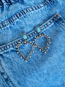 Turquoise Heart Dangle Earrings