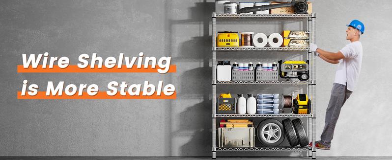 Raybee Furniture 5-Tier Wire Shelving - Heavy Duty Metal Shelves for Loads up to 1200LBS, Adjustable Garage & Pantry Storage Raybee Furniture 5-Tier Wire Shelving - Heavy Duty Metal Shelves for Loads up to 1200LBS, Adjustable Garage & Pantry Storage