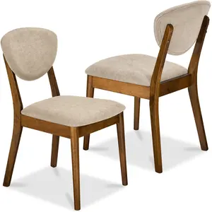 Best Choice Products 2-Piece Mid-Century Modern Wood & Upholstered Dining Chair Set