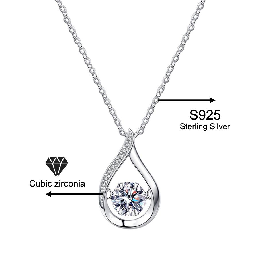 【Moved by love】925 sterling silver The Moving teardrop necklace 1 carat necklace The moving teardrop-shaped necklace shows unforgettable love necklace