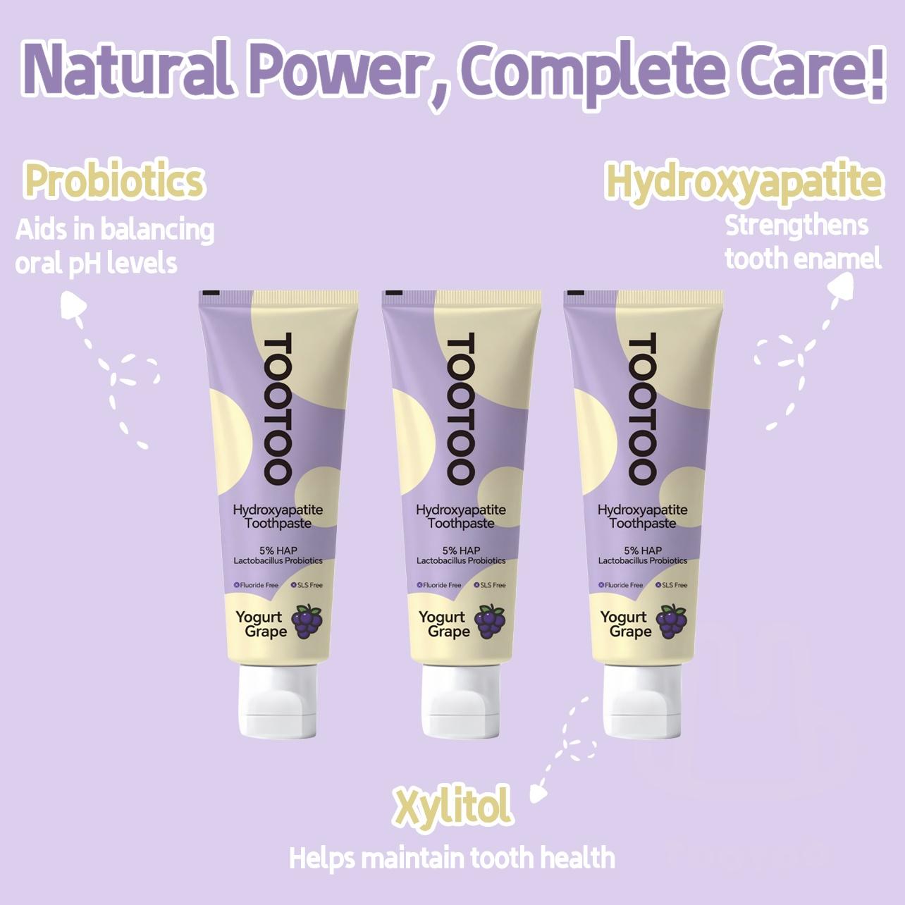 tootoo Kids Cavity Repair Toothpaste 5% Hydroxyapatite &Probiotics Grape Yogurt Flavor 24H Oral Protection Fluoride-Free for Young Teeth TikTokShopHolidayHaul