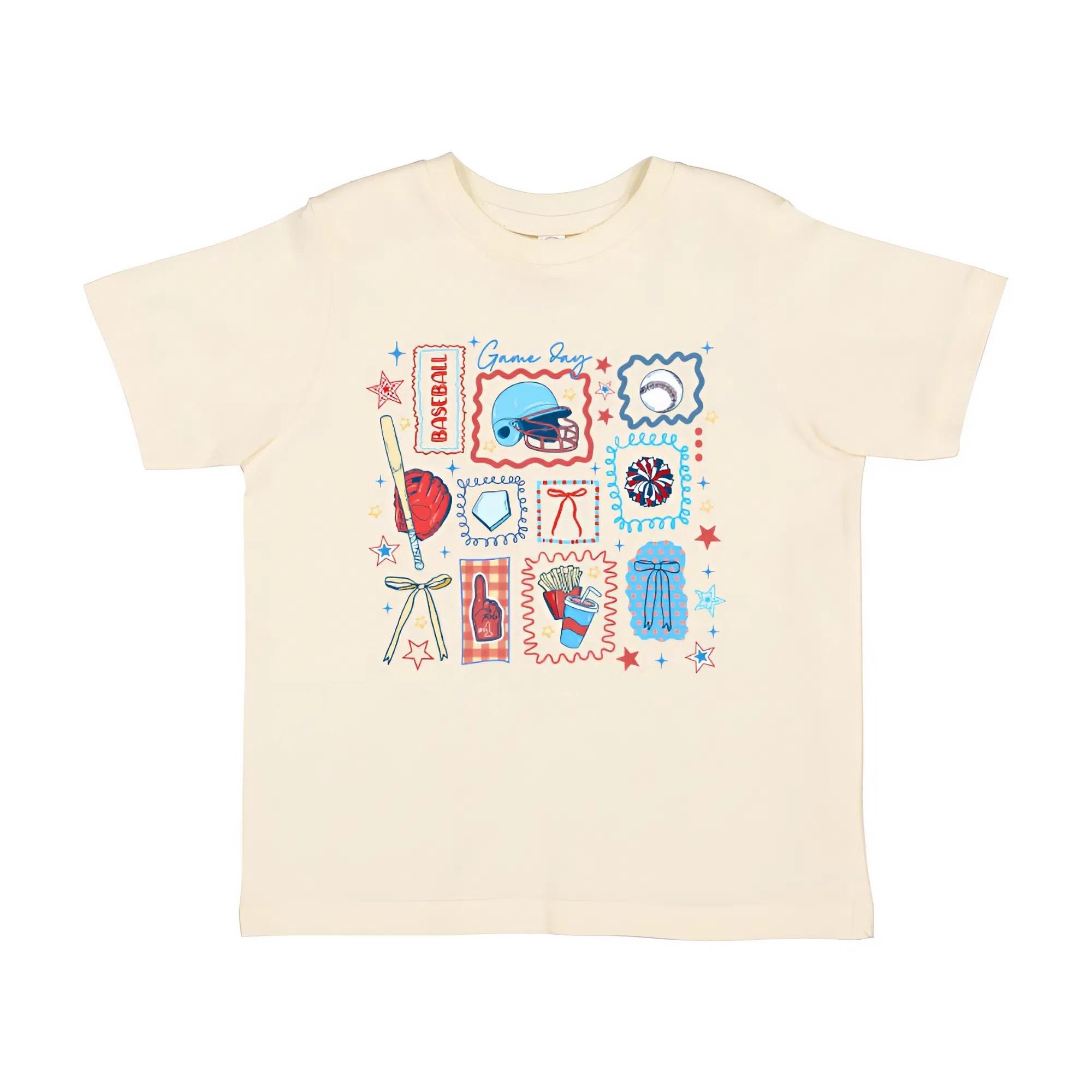 Game Day Baseball Youth & Adult T-Shirt, Retro Baseball Icons Graphic Tee, Vintage Baseball Fan Shirt Sports Lover Outfit Ballpark Game Day Gift Casual Baseball Lifestyle Tee, #southernboy clothes, Trending shirt, Family shirt, Perfect Gift
