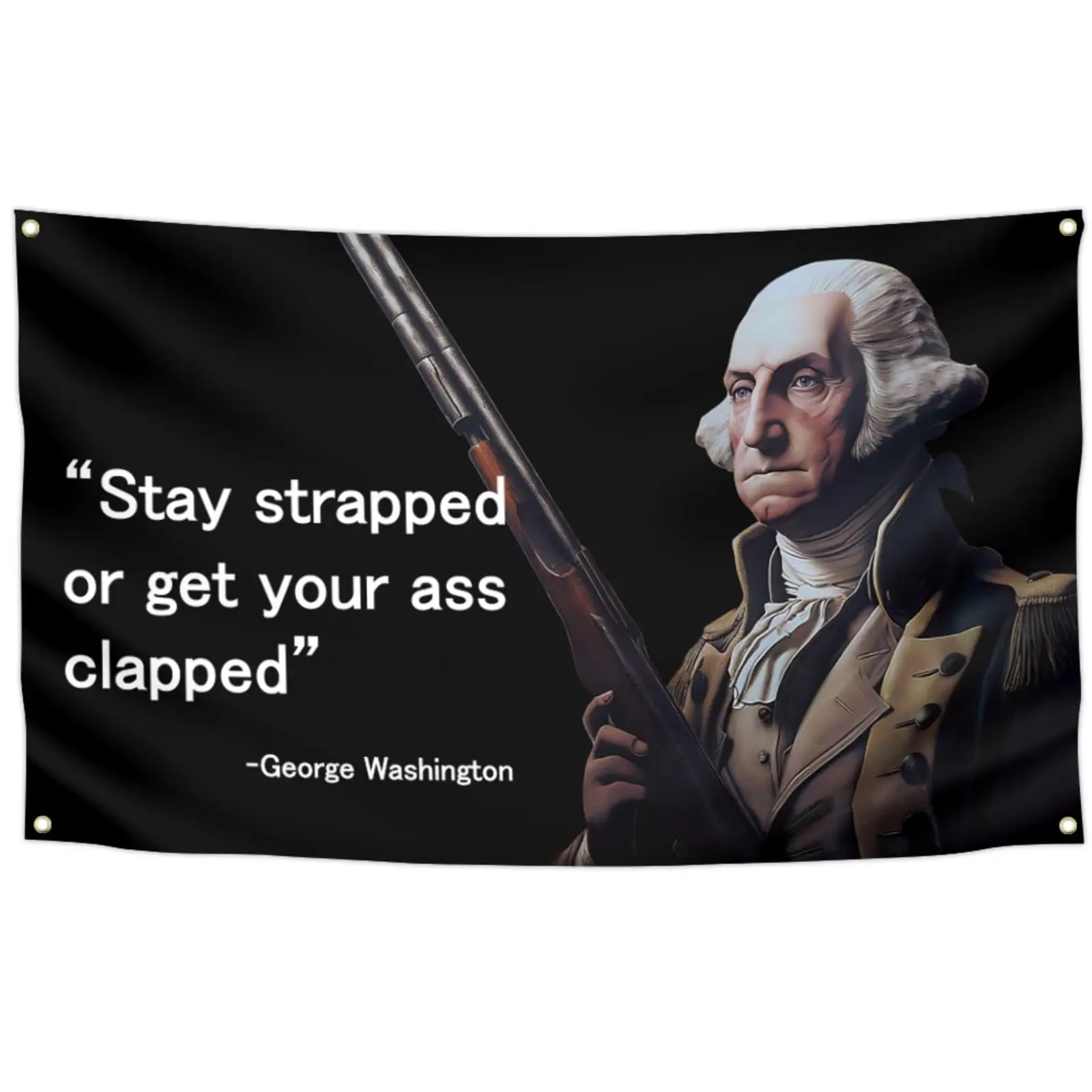 Funny Graphic George Washington Synthetic Tapestry Flag, 3x5 Ft with 4 Brass Grommets, Home Accessory Cool Stuff for Room Boys Room Accessories Quirky Gift Patio Wall Decor