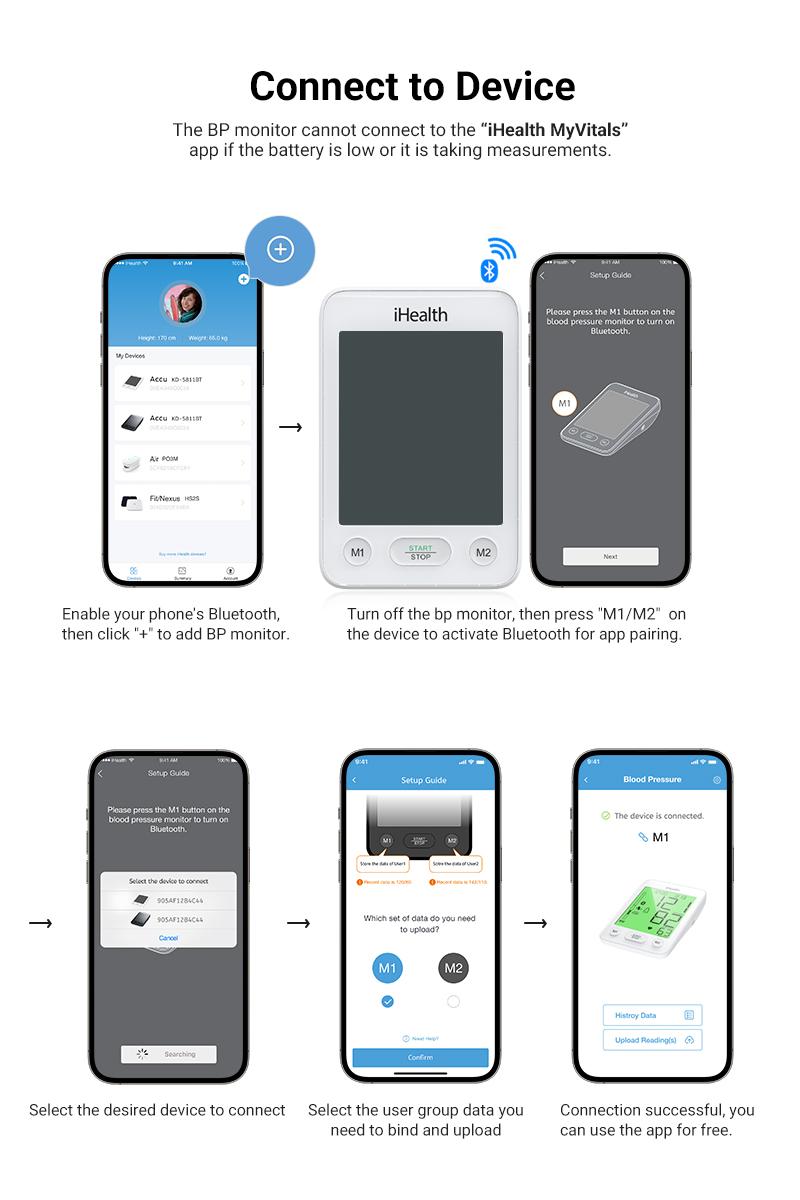 iHealth Bluetooth Blood Pressure Monitor with Large Cuff & Color-Coded Display, Dual Users 2*120 Readings, Automatica Upper Arm Blood Pressure Machine with Cloud Storage & Body Movement Detection, Portable Healthcare Kit iHealth Bluetooth Blood Pressure Monitor with Large Cuff & Color-Coded Display, Dual Users 2*120 Readings, Automatica Upper Arm Blood Pressure Machine with Cloud Storage & Body Movement Detection, Portable Healthcare Kit
